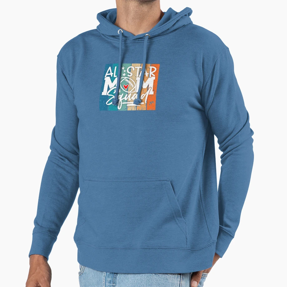 All Star Football Mom Squad Colorful Hoodie - Minimalist Print Men Women - T-Shirt, Sweatshirt, Hoodie