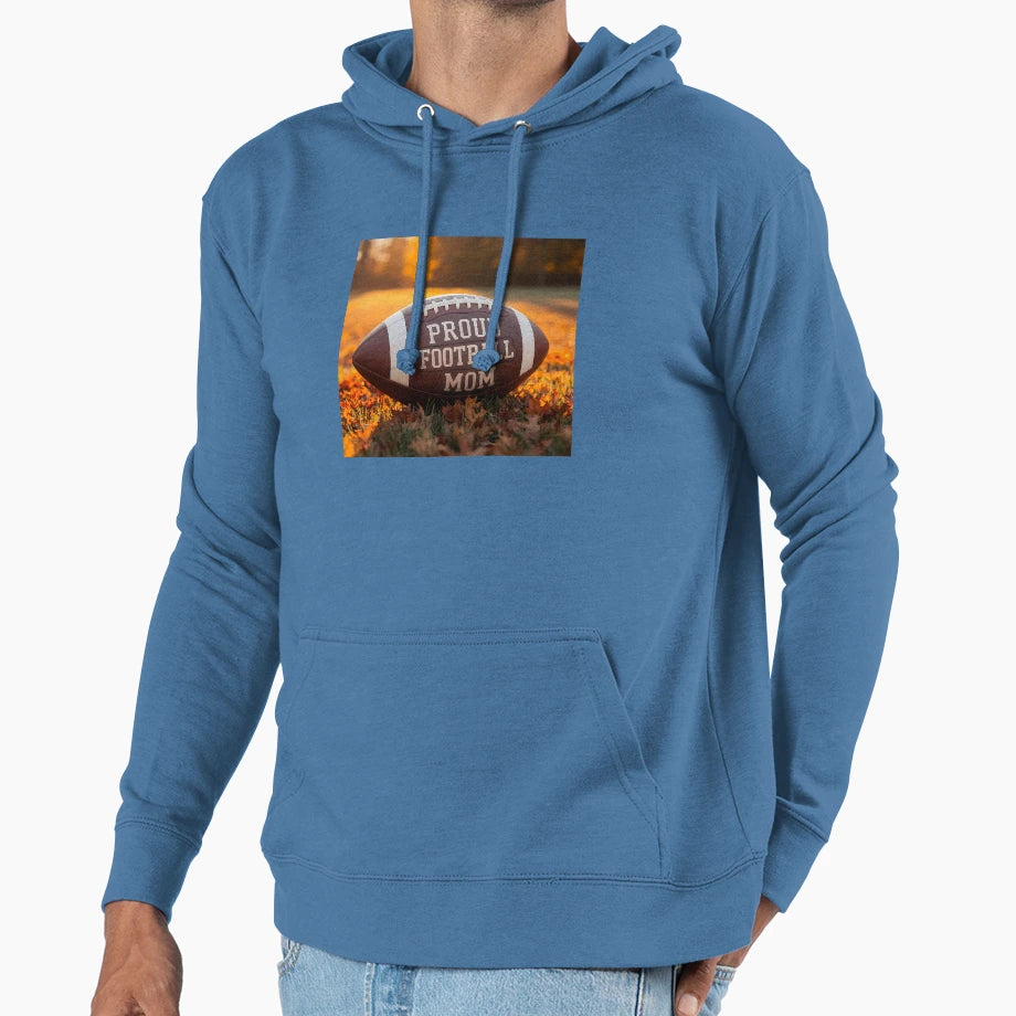 Proud Football Mom Fall Leaves And Hoodie - Casual Everyday Wear Men Women - T-Shirt, Sweatshirt, Hoodie
