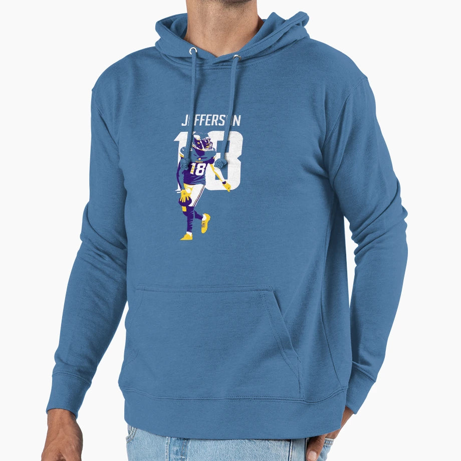 JJ Minnesota 18 Football Art Hoodie - Minimalist Print Men Women - T-Shirt, Sweatshirt, Hoodie
