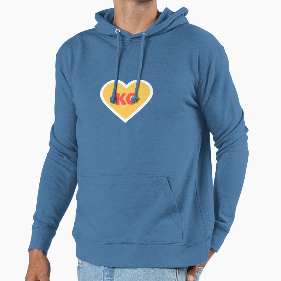 I Love Kansas City Heart Kc Football Hoodie - Trendy Graphic Unisex - T-Shirt, Sweatshirt, Hoodie