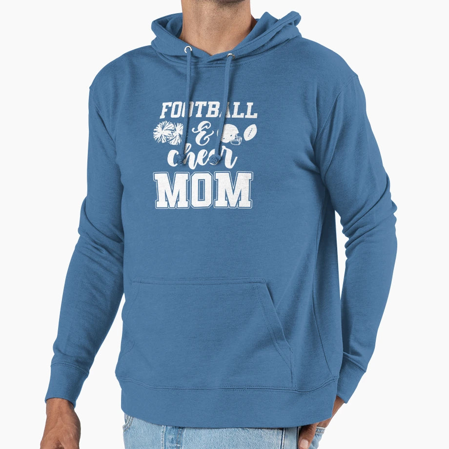 Football And Cheer Mom Hoodie - Aesthetic Graphic Unisex - T-Shirt, Sweatshirt, Hoodie