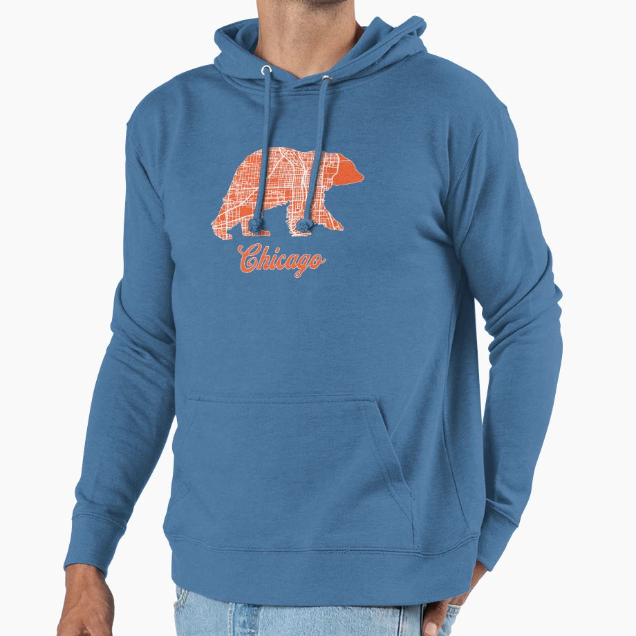 Chicago Map Bear Silhouette Hoodie - Trendy Graphic for Adults - T-Shirt, Sweatshirt, Hoodie