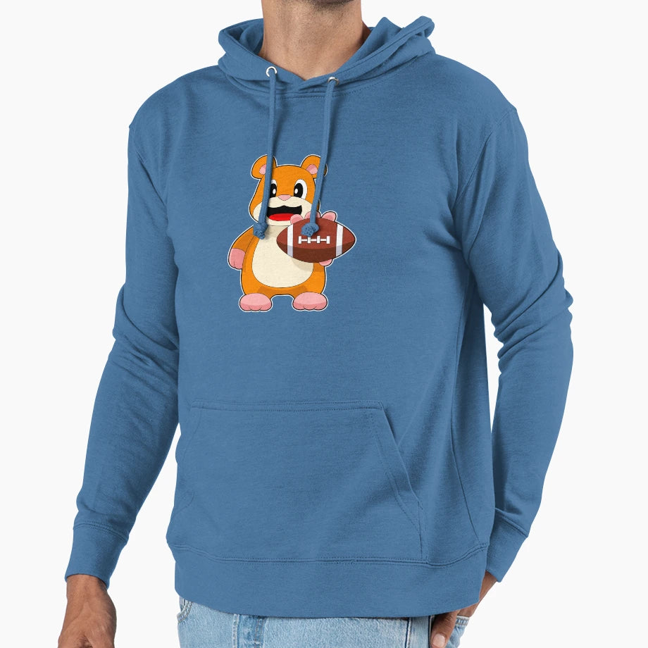Hamster American Football Sports Hoodie - Novelty Apparel Unisex - T-Shirt, Sweatshirt, Hoodie