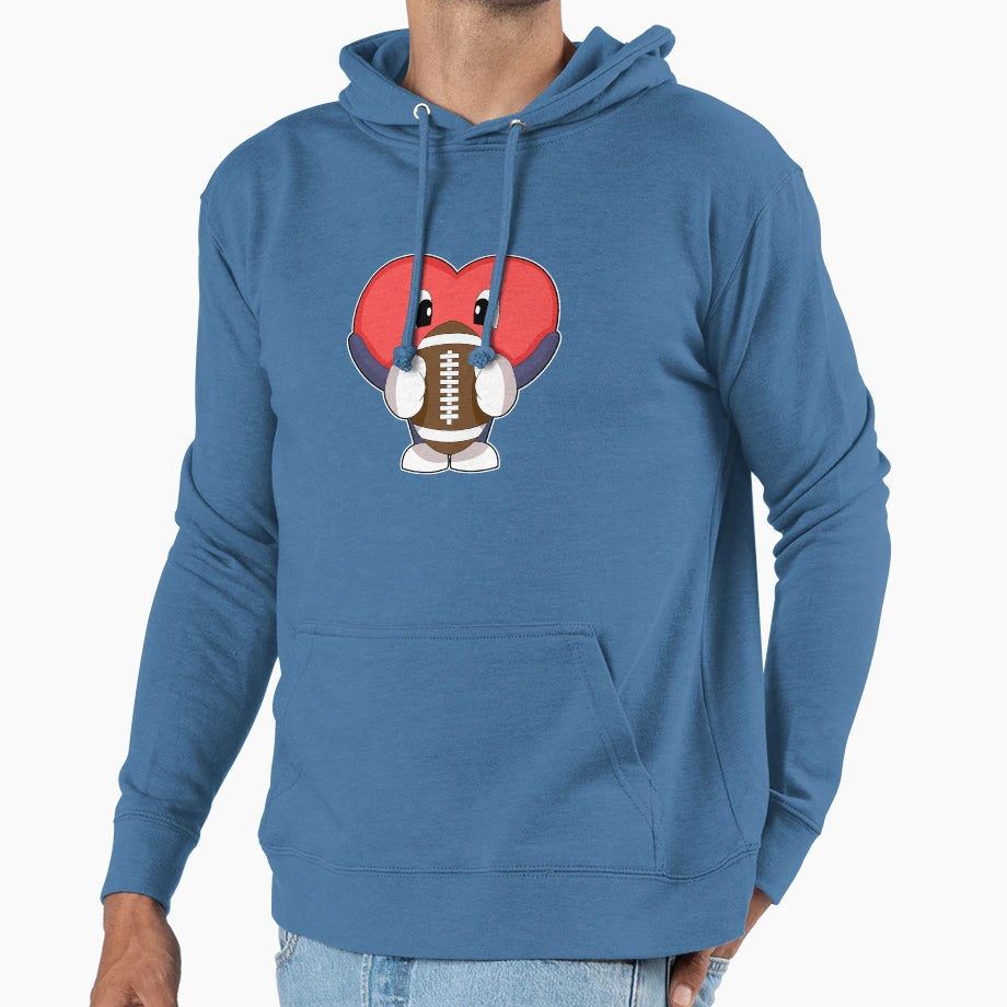 Heart American Football Sports Hoodie - Custom Art Print Unisex - T-Shirt, Sweatshirt, Hoodie