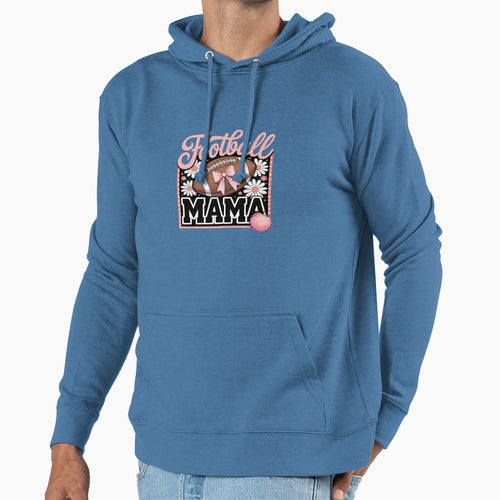 Coquette Bow Football Mama Game Day Hoodie - Unique Graphic Unisex - T-Shirt, Sweatshirt, Hoodie