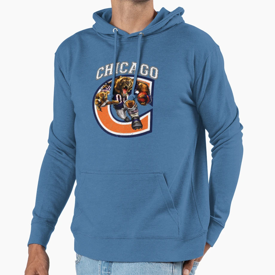 Chicago Football Hoodie - Custom Art Print Men Women - T-Shirt, Sweatshirt, Hoodie