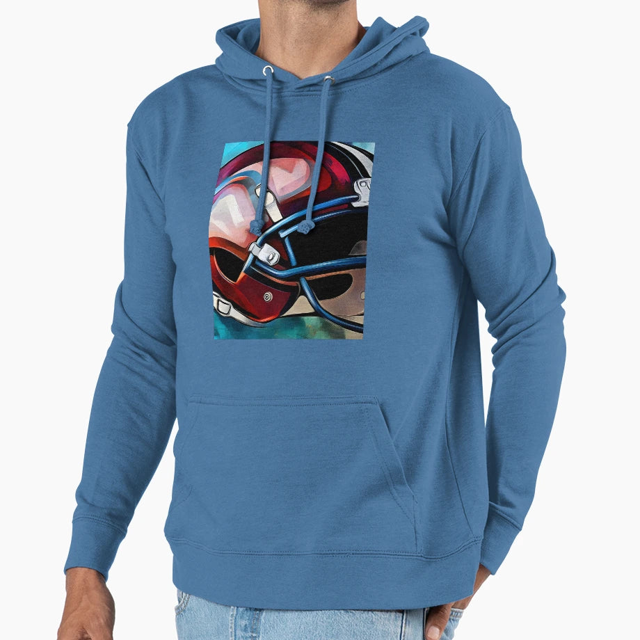 Bold And Vibrant Football Helmet Art Hoodie - Minimalist Print for Adults - T-Shirt, Sweatshirt, Hoodie
