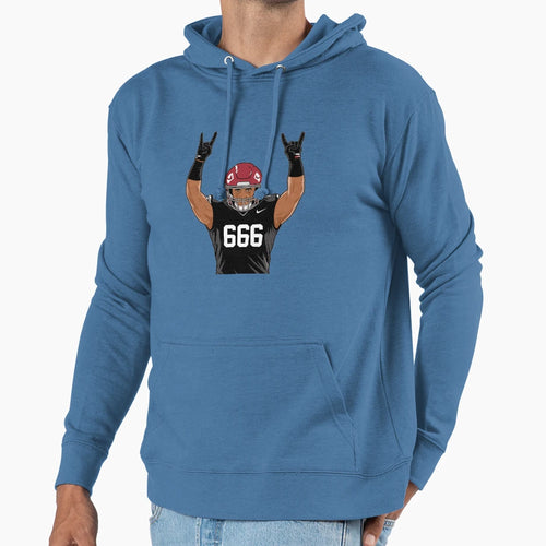 Heavy Metal American Football Player Hoodie - Novelty Apparel for Adults - T-Shirt, Sweatshirt, Hoodie