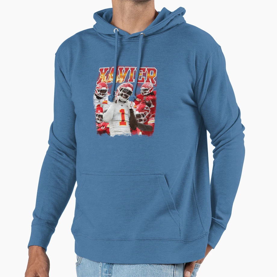 Xavier Worthy Football Star Collage Hoodie - Novelty Apparel Unisex - T-Shirt, Sweatshirt, Hoodie
