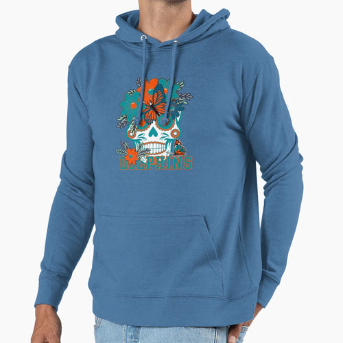 Miami Dolphins Scull Hoodie - Casual Everyday Wear Men Women - T-Shirt, Sweatshirt, Hoodie