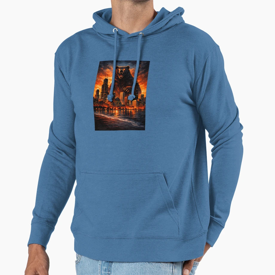 Giant Bear Over Chicago Hoodie - Graphic Print for Adults - T-Shirt, Sweatshirt, Hoodie
