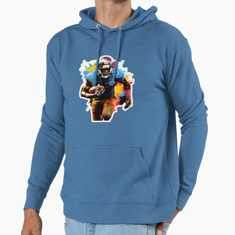 Football Fast Run Splashes Hoodie - Novelty Apparel for Adults - T-Shirt, Sweatshirt, Hoodie