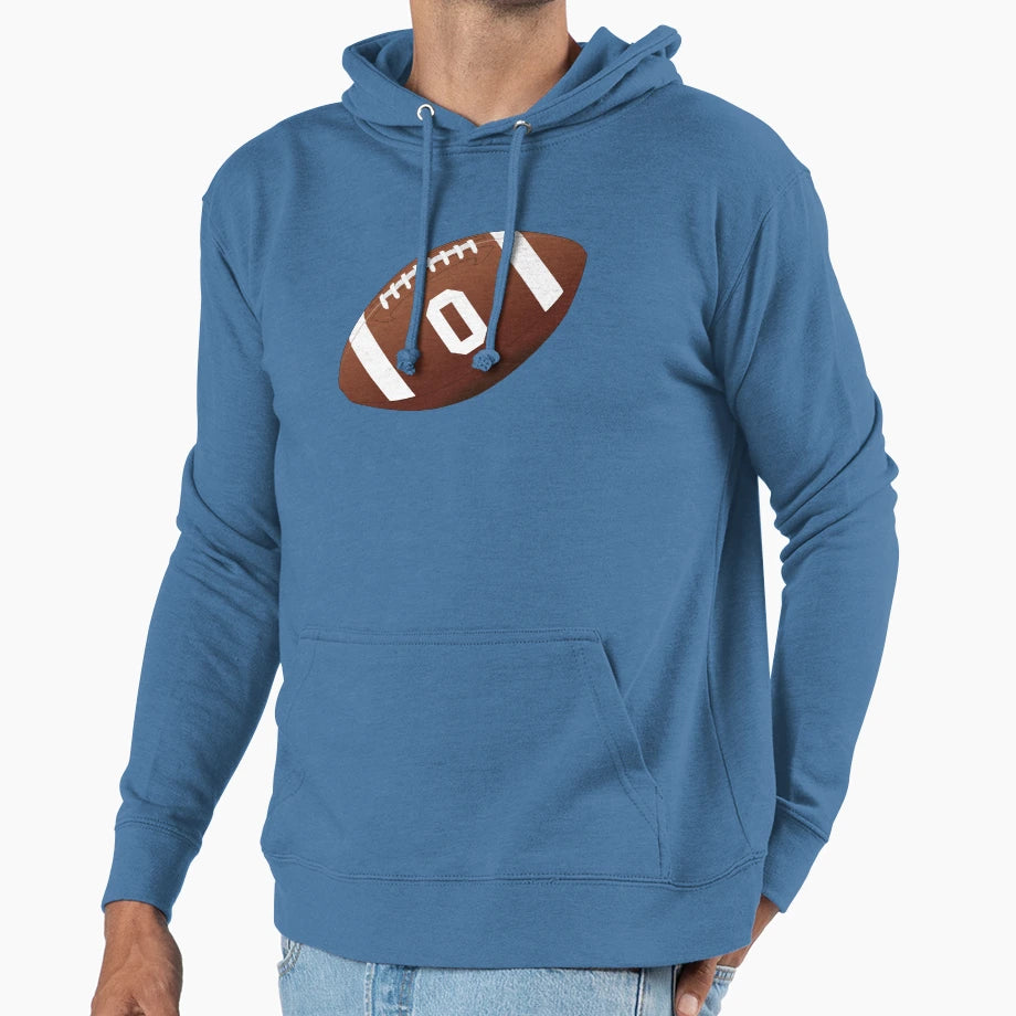 American Football Ball Number 0 Hoodie - Casual Everyday Wear Men Women - T-Shirt, Sweatshirt, Hoodie