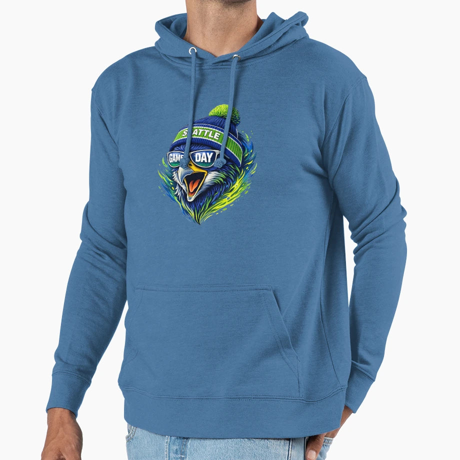 Seattle Game Day Hawk Beanie Hoodie - Streetwear Style Unisex - T-Shirt, Sweatshirt, Hoodie
