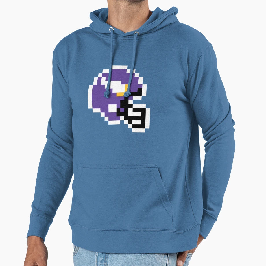 Minnesota Vikings 8 Bit Football Helmet Hoodie - Minimalist Print Unisex - T-Shirt, Sweatshirt, Hoodie