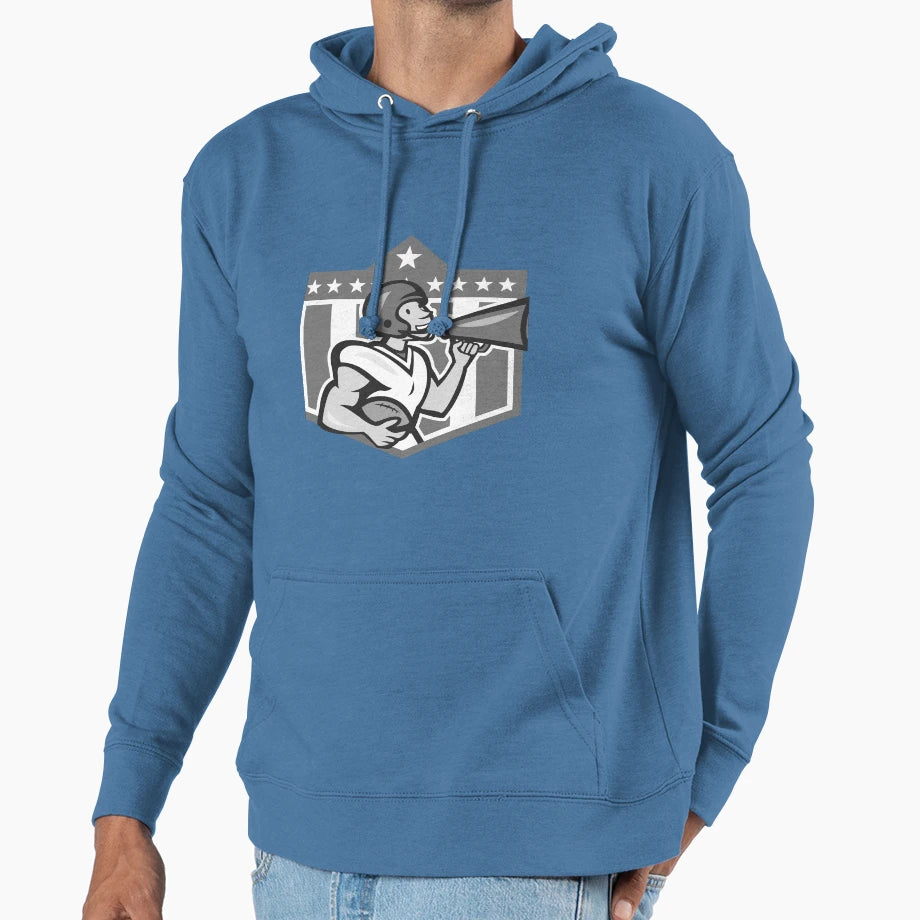 American Football Bullhorn Shield Hoodie - Novelty Apparel for Adults - T-Shirt, Sweatshirt, Hoodie