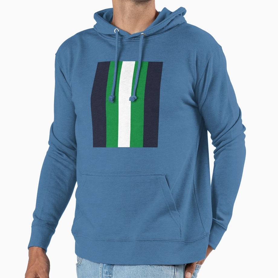 Lunar Midnight Green White Striped Hoodie - Graphic Print Unisex - T-Shirt, Sweatshirt, Hoodie