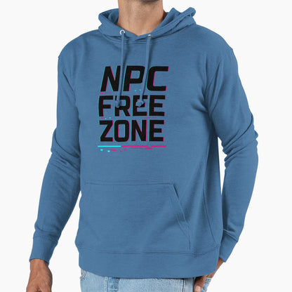 Npc Free Zone Cyberpunk Glitch Hoodie - Trendy Graphic Unisex - T-Shirt, Sweatshirt, Hoodie
