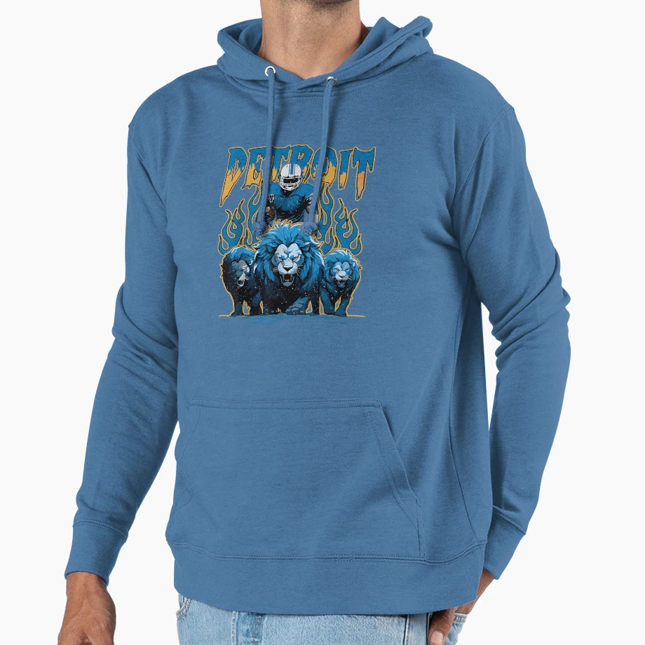 Detroit Lions Fearless Pride Flames Hoodie - Fun Novelty Design Men Women - T-Shirt, Sweatshirt, Hoodie
