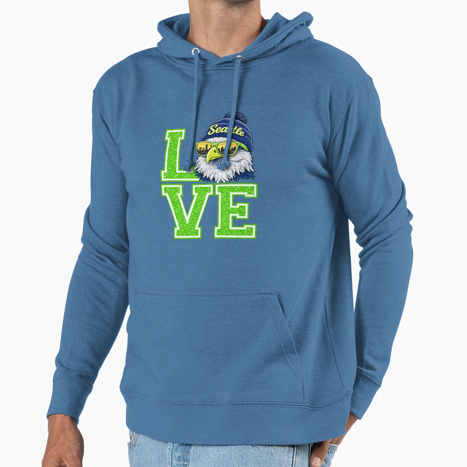 Love Seattle Eagle City Spirit Hoodie - Unique Graphic for Adults - T-Shirt, Sweatshirt, Hoodie