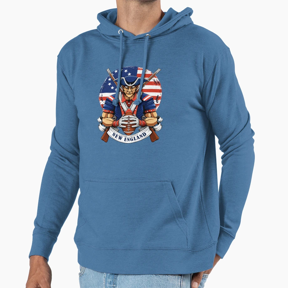 New England Football Colonial Soldier Hoodie - Trendy Graphic for Adults - T-Shirt, Sweatshirt, Hoodie