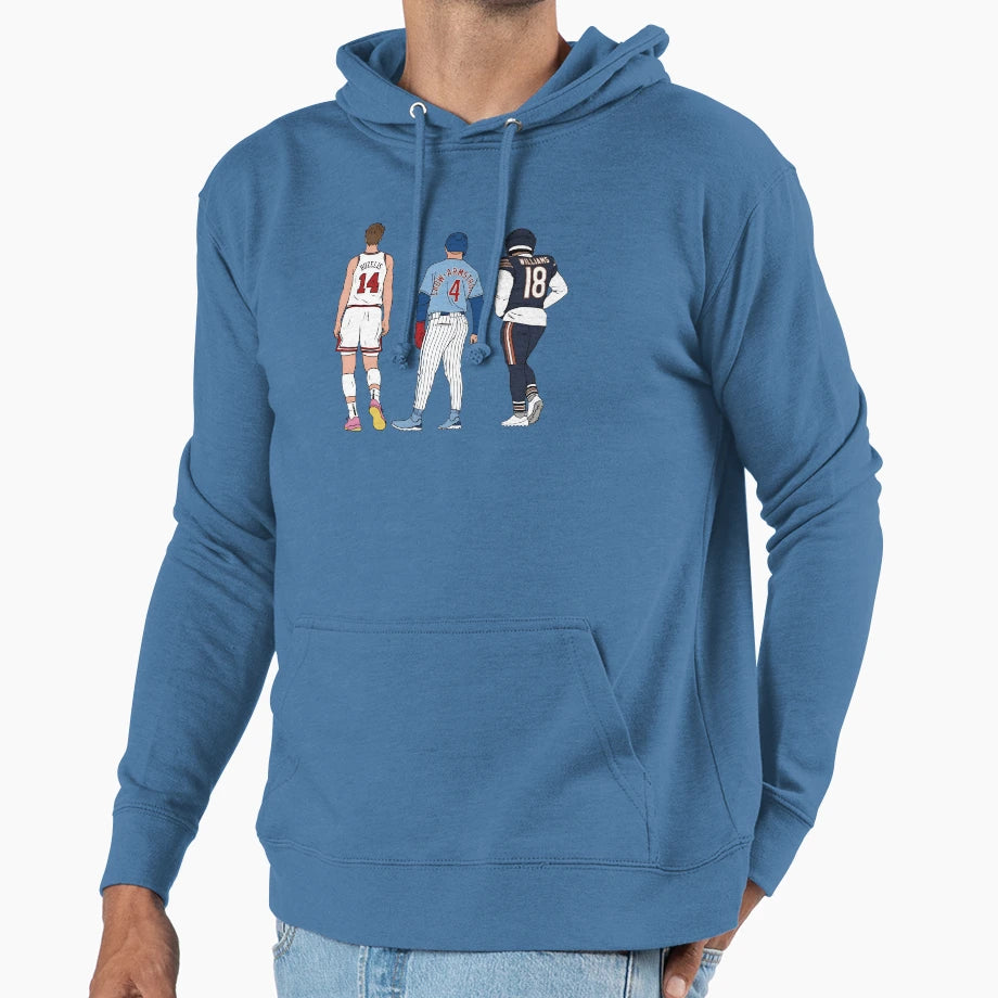 Chicago Big 3 Hoodie - Streetwear Style Unisex - T-Shirt, Sweatshirt, Hoodie