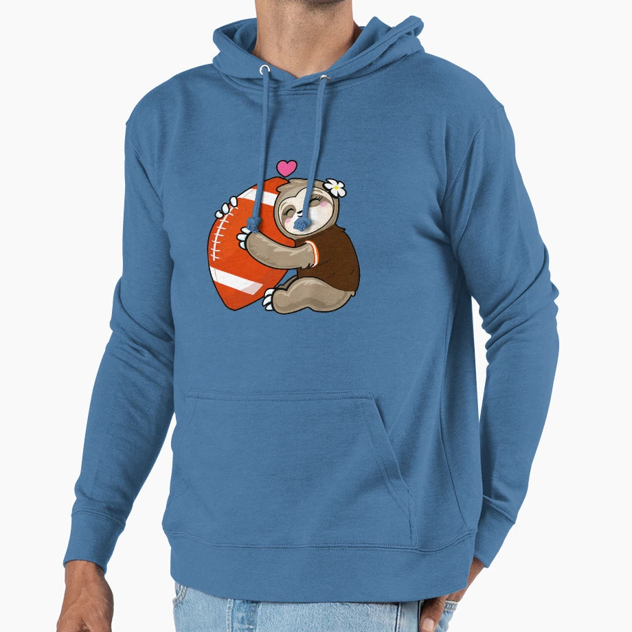 Football Sloth Love Cleveland Football Hoodie - Casual Everyday Wear Unisex - T-Shirt, Sweatshirt, Hoodie