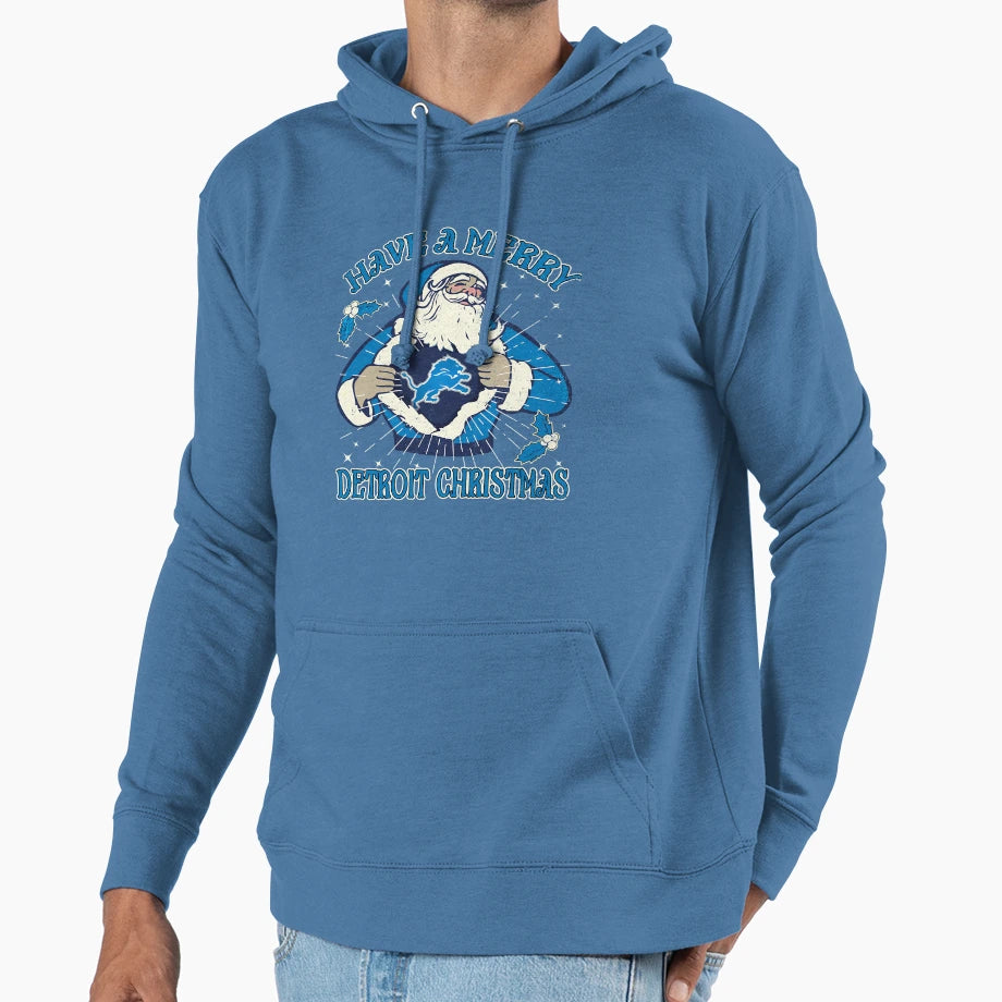 Have Merry Detroit Lions Holiday Santa Hoodie - Graphic Print Unisex - T-Shirt, Sweatshirt, Hoodie