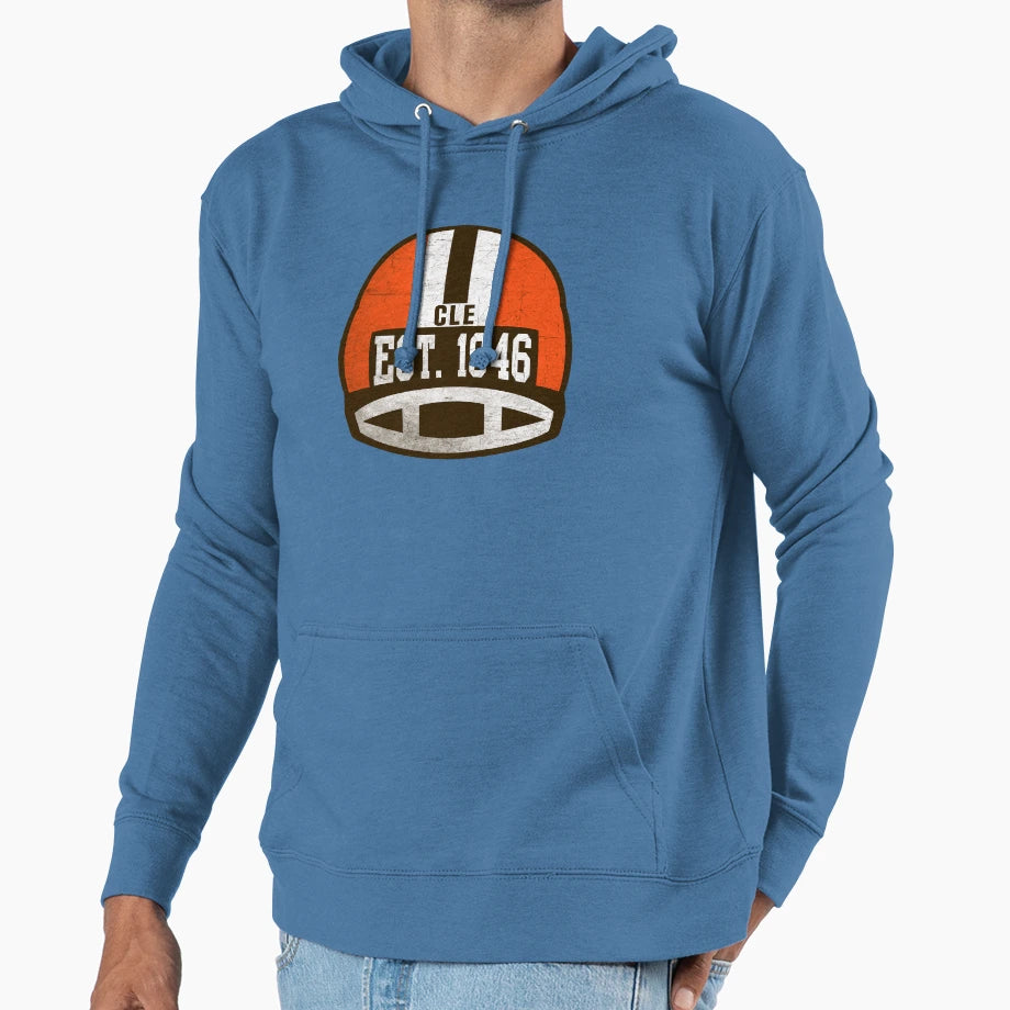 Cleveland Throwback Football Helmet Hoodie - Fun Novelty Design Unisex - T-Shirt, Sweatshirt, Hoodie