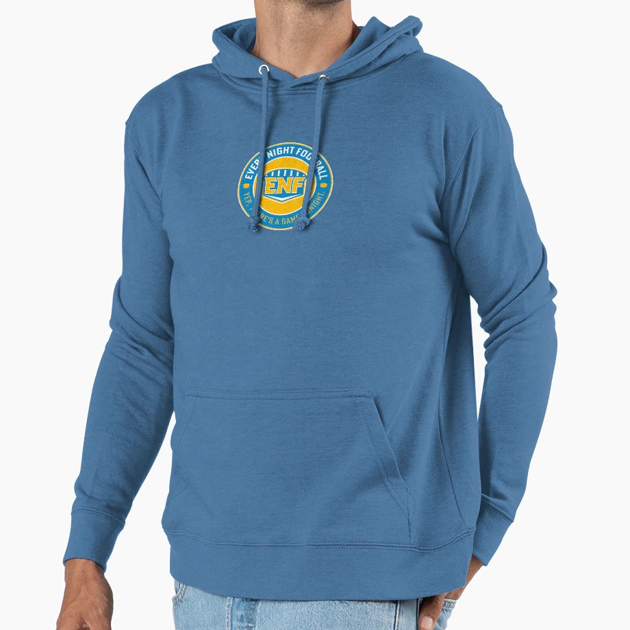 Every Night Football Circular Slogan Powder Hoodie - Graphic Print Unisex - T-Shirt, Sweatshirt, Hoodie