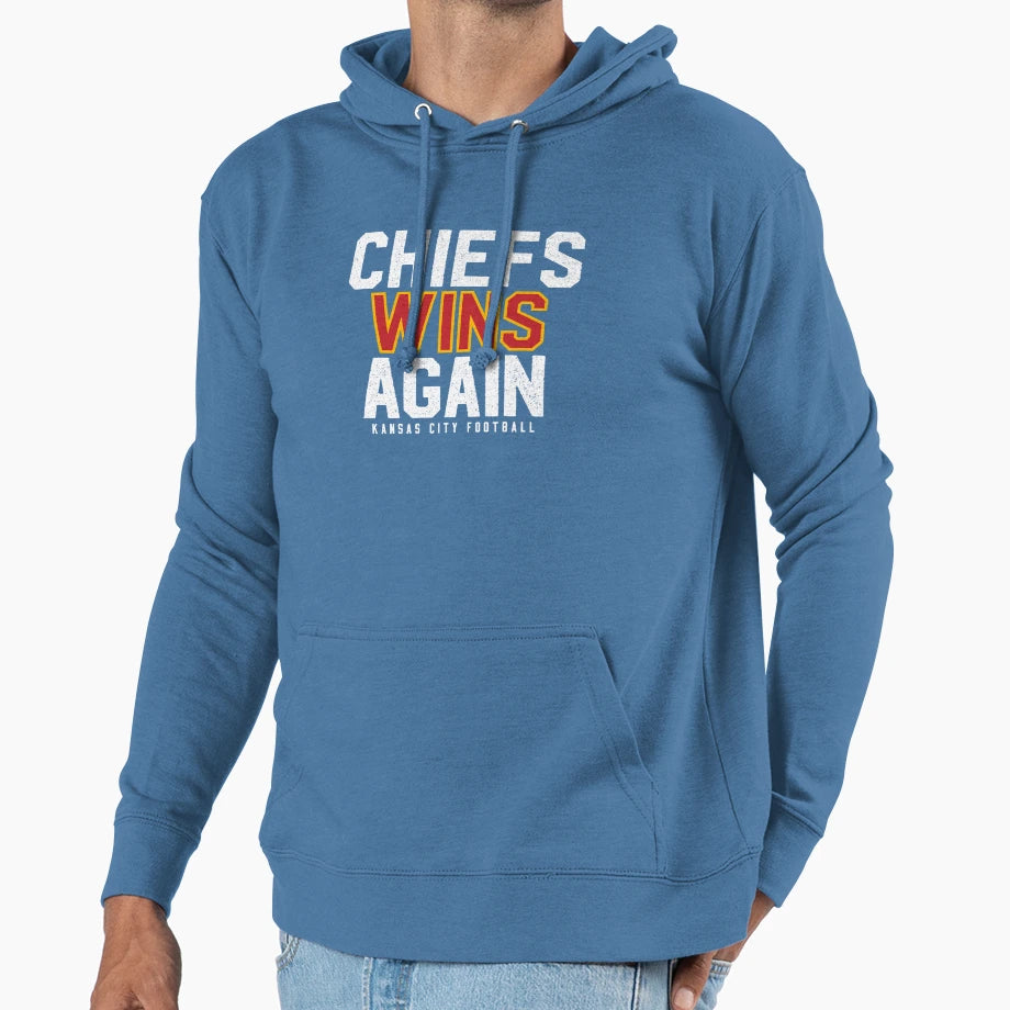 Chiefs Wins Again Hoodie - Fun Novelty Design for Adults - T-Shirt, Sweatshirt, Hoodie