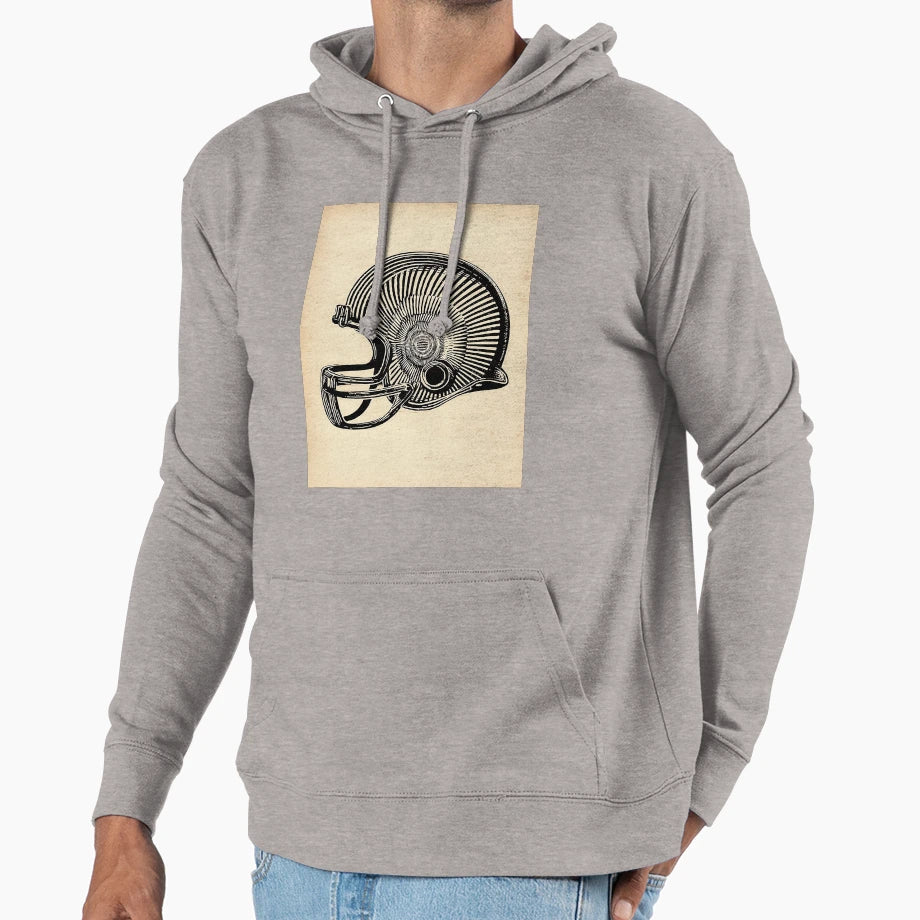 Football Helmet Illustration Hoodie - Aesthetic Graphic Men Women - T-Shirt, Sweatshirt, Hoodie