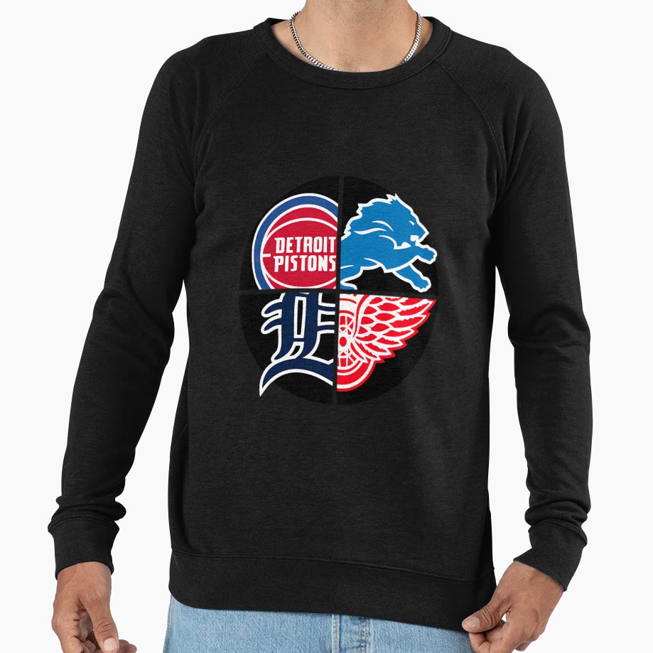 Detroit Sports Quad Sweatshirt - Custom Art Print Unisex - T-Shirt, Sweatshirt, Hoodie