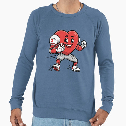 Heart Football Player Cartoon Mascot Sweatshirt - Minimalist Print Unisex - T-Shirt, Sweatshirt, Hoodie