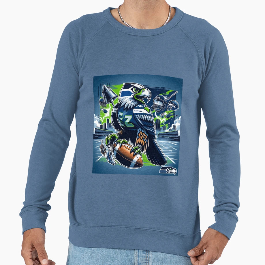 Seattle Seahawks Artwork Sweatshirt - Minimalist Print for Adults - T-Shirt, Sweatshirt, Hoodie
