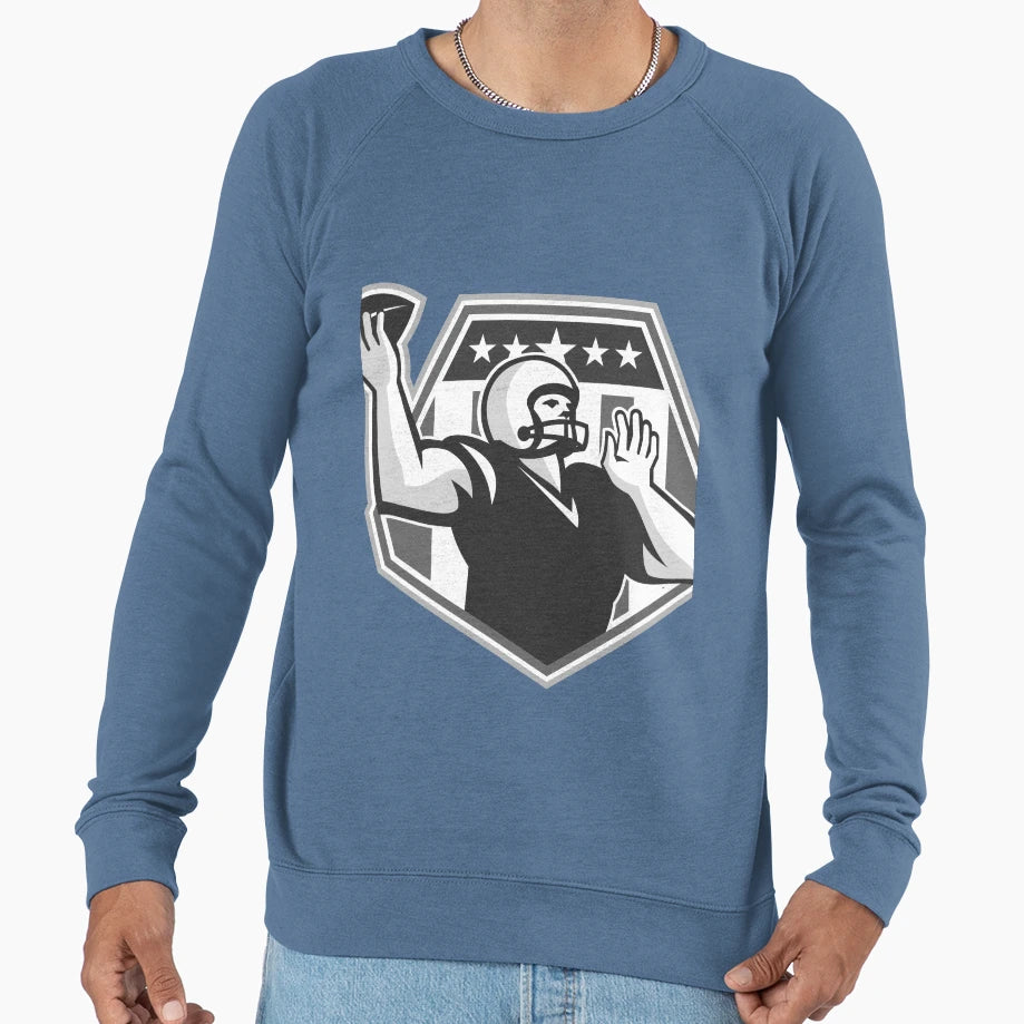 American Football Quarterback Shield Sweatshirt - Custom Art Print Unisex - T-Shirt, Sweatshirt, Hoodie
