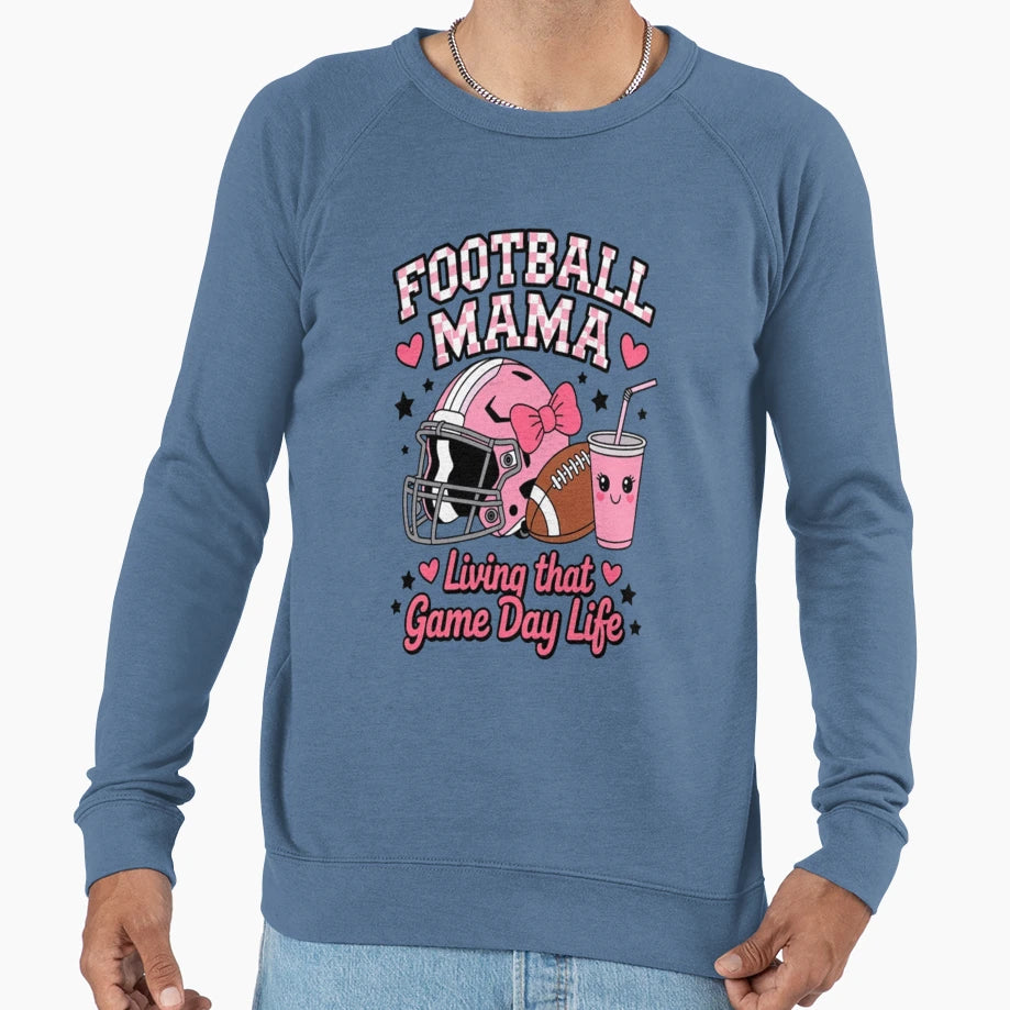 Football Mama Living That Game Day Life T-Shirt - Novelty Apparel Men Women - T-Shirt, Sweatshirt, Hoodie