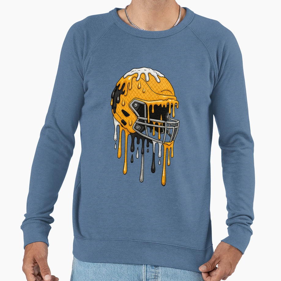 Melting Football Helmet Sweatshirt - Casual Everyday Wear for Adults - T-Shirt, Sweatshirt, Hoodie