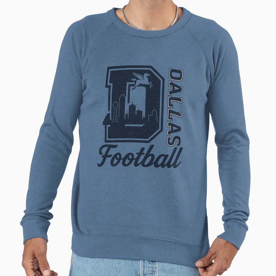 Dallas Skyline Pegasus Football Sweatshirt - Trendy Graphic for Adults - T-Shirt, Sweatshirt, Hoodie