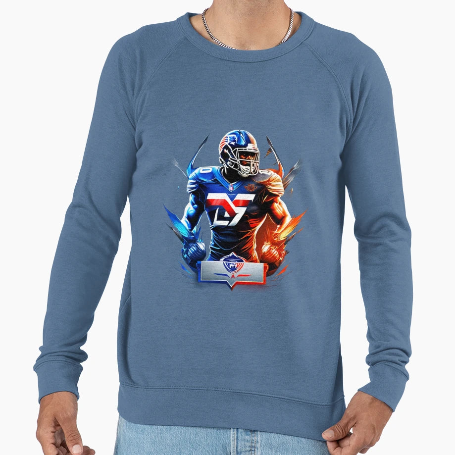 Strong Football Player Holding Sweatshirt - Aesthetic Graphic Men Women - T-Shirt, Sweatshirt, Hoodie