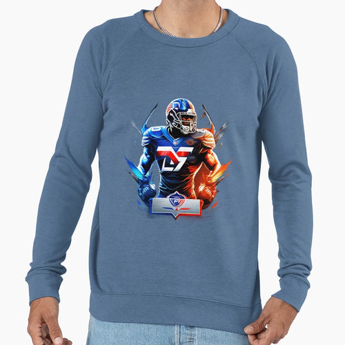 Strong Football Player Holding Sweatshirt - Aesthetic Graphic Men Women - T-Shirt, Sweatshirt, Hoodie