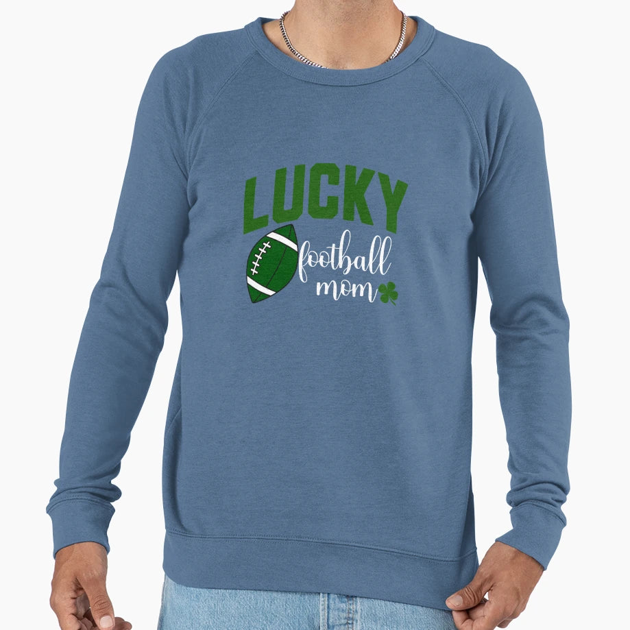 Lucky Football Mom St Patricks Day Sweatshirt - Graphic Print Men Women - T-Shirt, Sweatshirt, Hoodie