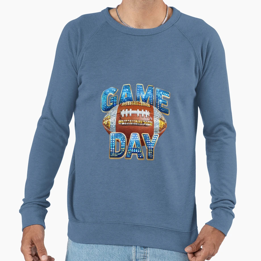 Game Day Sequin Football Shiny And Sweatshirt - Graphic Print for Adults - T-Shirt, Sweatshirt, Hoodie