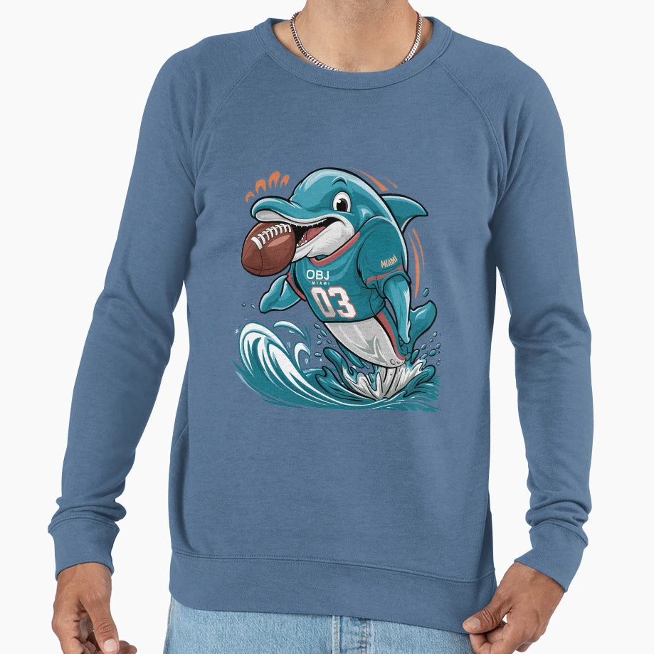Miami Obj Dolphin Football Sweatshirt - Fun Novelty Design Men Women - T-Shirt, Sweatshirt, Hoodie