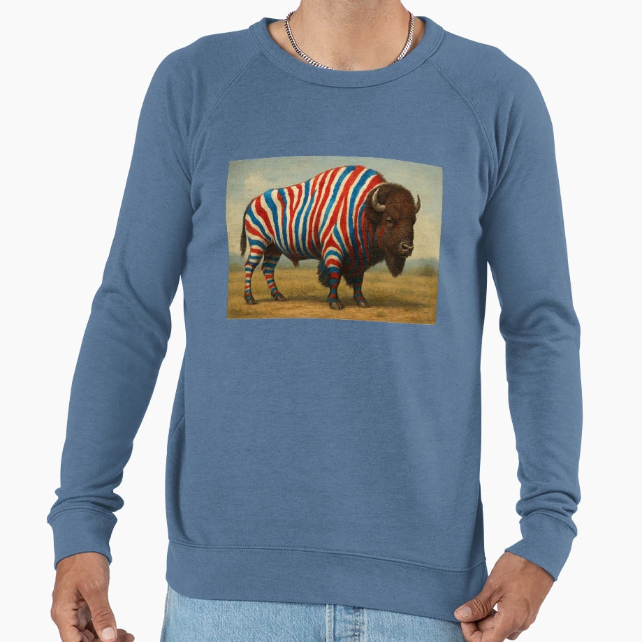 Zebra Stripe Bison Sweatshirt - Unique Graphic for Adults - T-Shirt, Sweatshirt, Hoodie