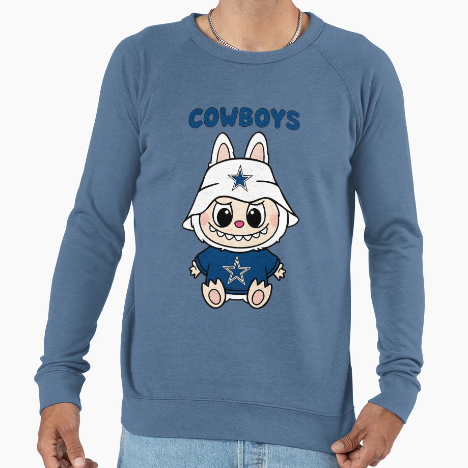 Cheerful Labubu Cowboys Cartoon Sweatshirt - Novelty Apparel Unisex - T-Shirt, Sweatshirt, Hoodie