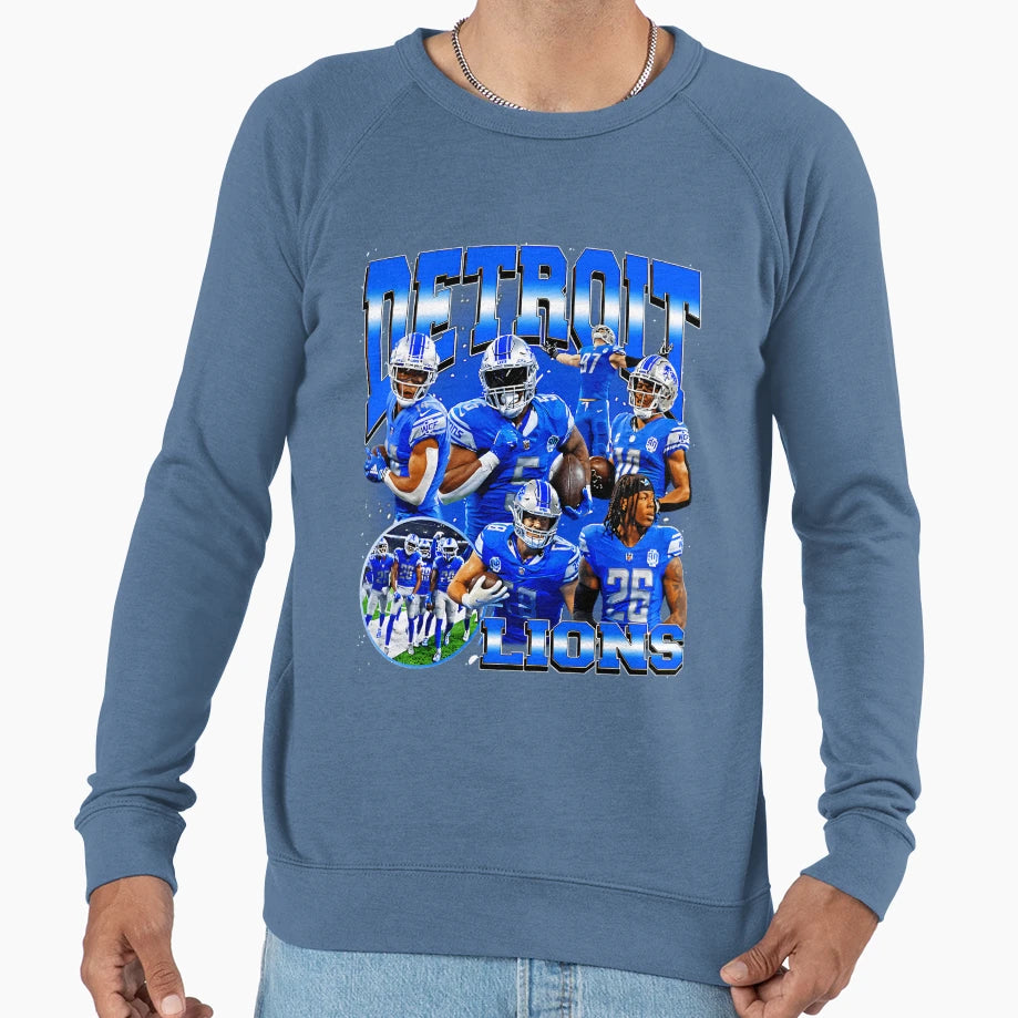 Detroit Lions Team Spirit Collage Sweatshirt - Aesthetic Graphic Men Women - T-Shirt, Sweatshirt, Hoodie