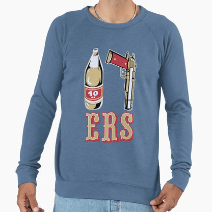 Mens Black 49Ers 40 Oz 9Mm Gold Gun Sweatshirt - Graphic Print Unisex - T-Shirt, Sweatshirt, Hoodie