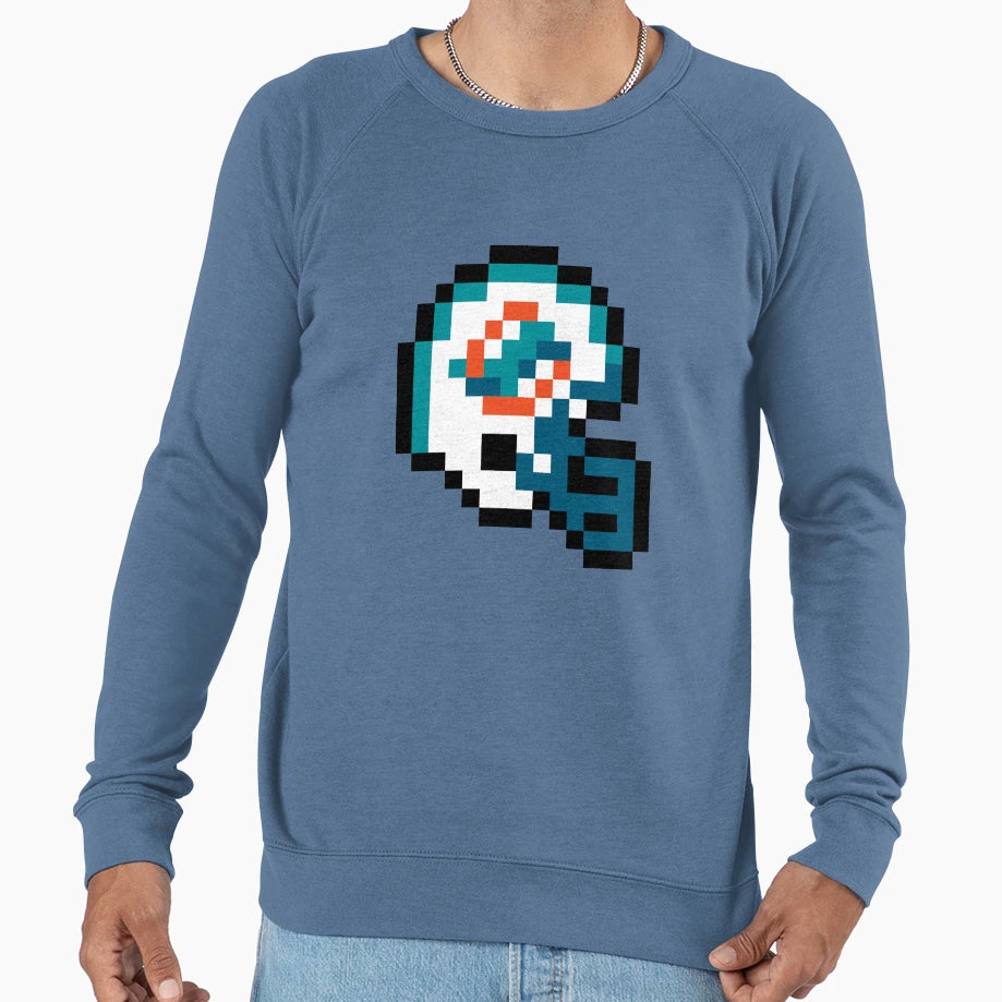 Miami Dolphins 8 Bit Football Sweatshirt - Casual Everyday Wear for Adults - T-Shirt, Sweatshirt, Hoodie
