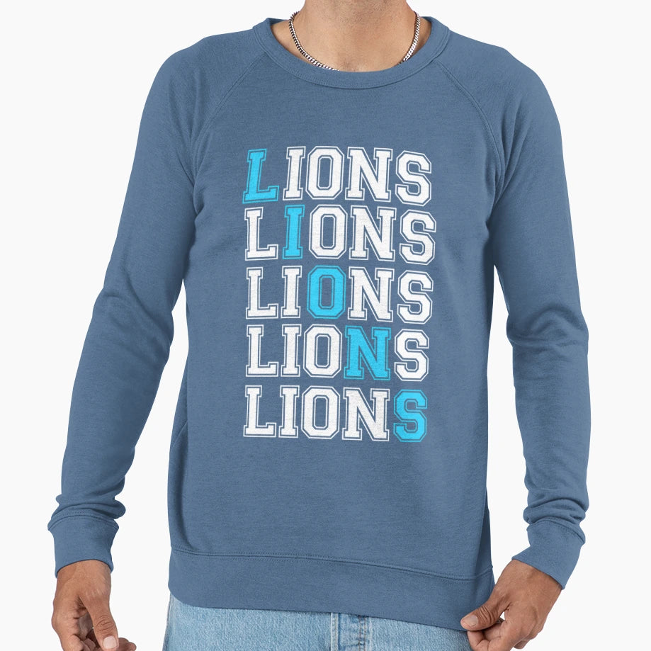 Detroit Lions Repeat Pattern Sweatshirt - Fun Novelty Design for Adults - T-Shirt, Sweatshirt, Hoodie
